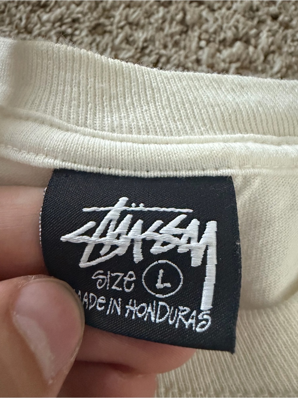Stussy long, white, long sleeve school, wings, graphic, long sleeve size large - Picture 3 of 4